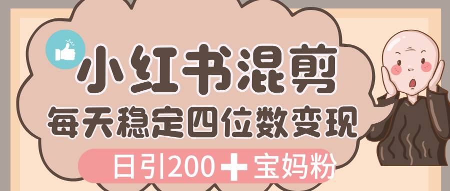 价值 3980 的小红书混剪， 虚拟变现，日引 200+宝妈创业粉，每天稳定四位数变现-亮哥分享